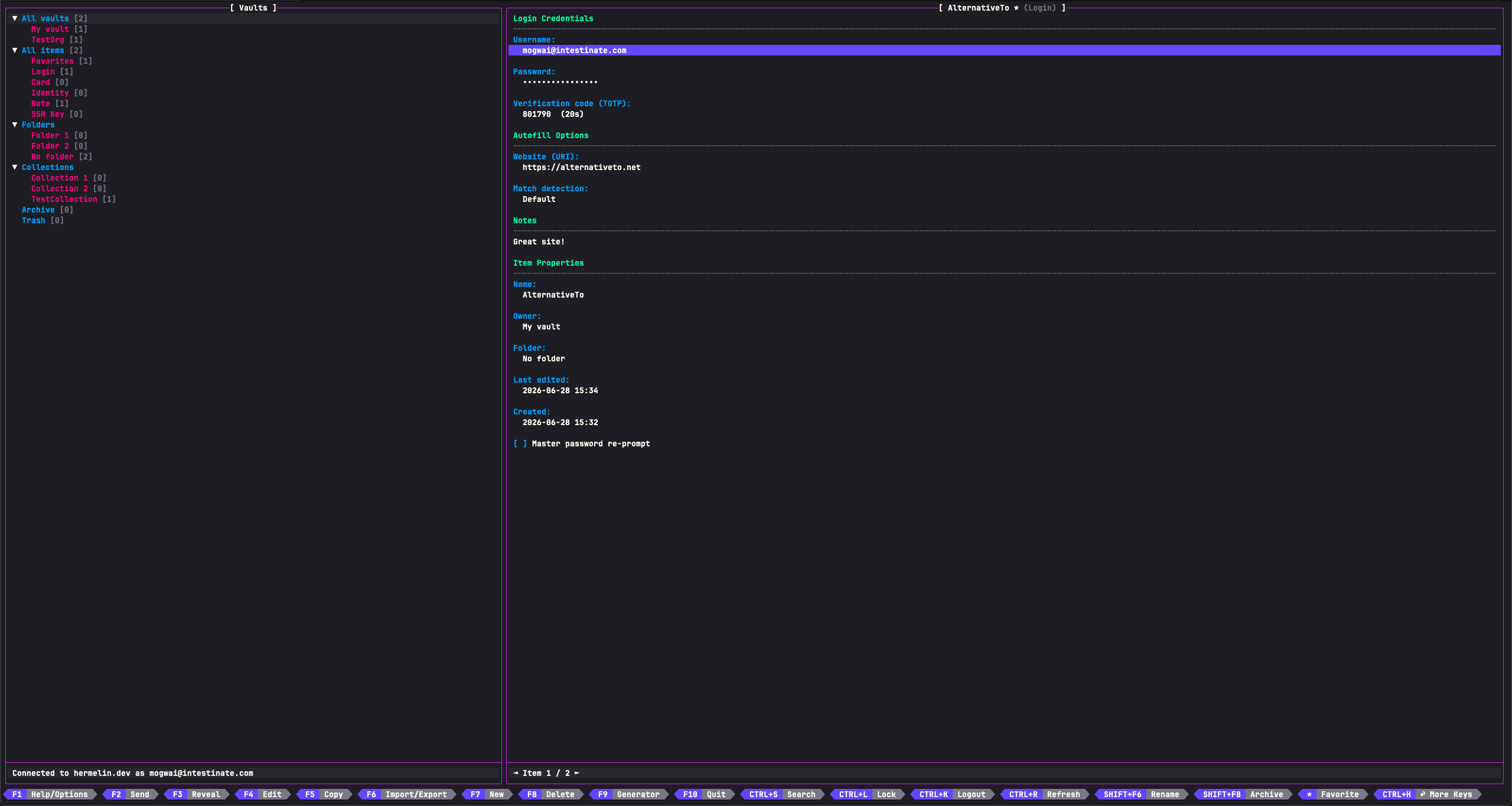 Gusco Bitwarden client screenshot